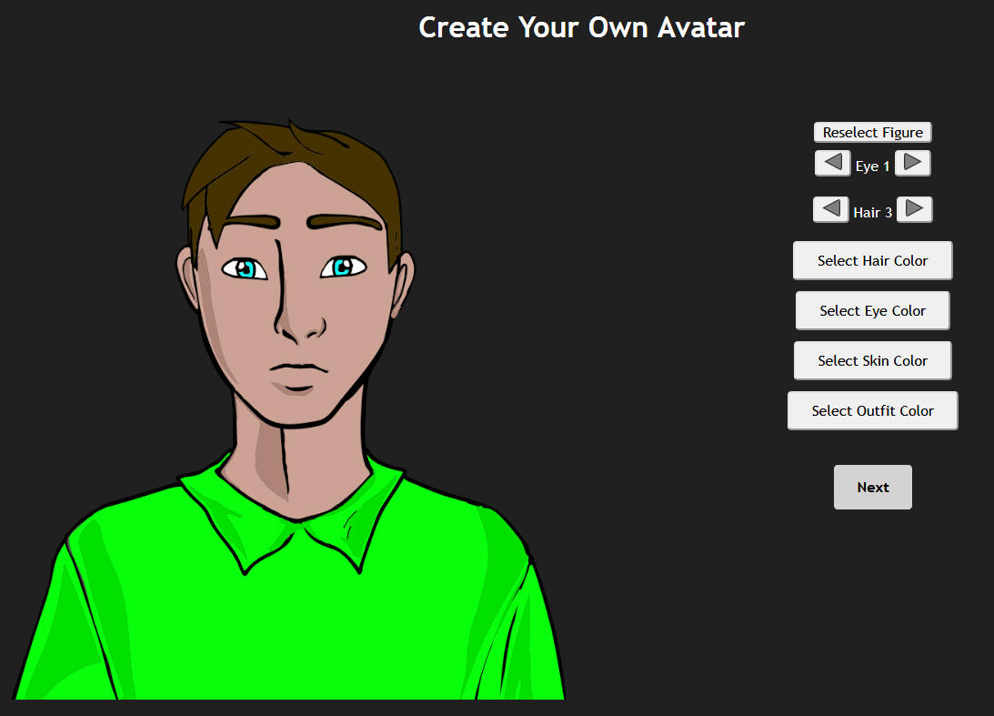 Avatar customization screen